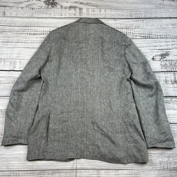 Corneliani ID Lightweight Unstructured 2 Button Blazer Linen Solid Gray 50/ 40R